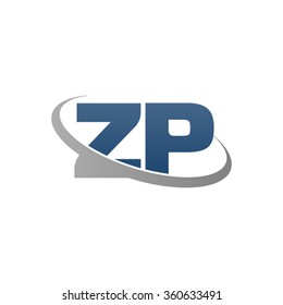 initial letter ZP swoosh ring company logo blue gray
