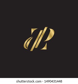 Initial letter zp uppercase modern logo design template elements. Gold letter Isolated on black  background. Suitable for business, consulting group company.