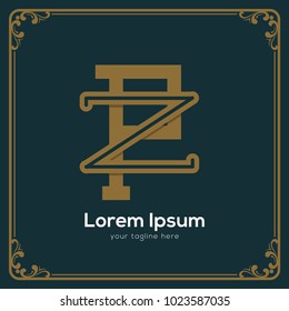 initial letter zp vintage style