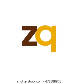 Initial letter ZQ brown yellow color logo