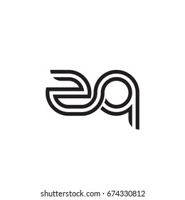 Initial letter zq, linked outline rounded lowercase, monogram black