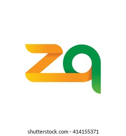 initial letter zq linked round lowercase logo orange green