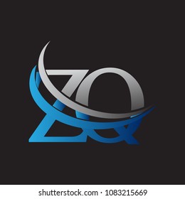 initial letter ZQ logotype company name colored blue and grey swoosh design. vector logo for business and company identity.
