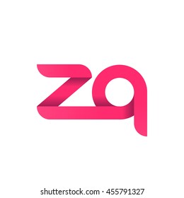 initial letter zq modern linked circle round lowercase logo pink