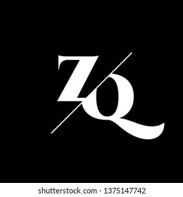 Initial Letter ZQ Monogram Sliced. Logo template isolated on black background