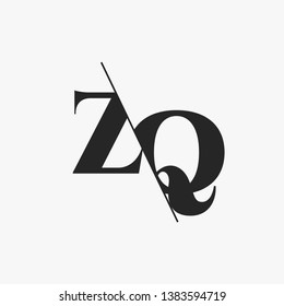 Initial Letter ZQ Monogram Sliced. Modern logo template isolated on gray background