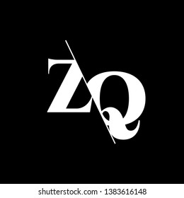 Initial Letter ZQ Monogram Sliced. Modern logo template isolated on black background