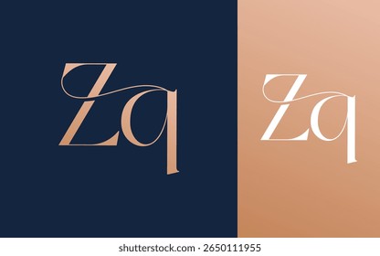 Initial letter ZQ QZ logo design vector illustration for couple, wedding, and business