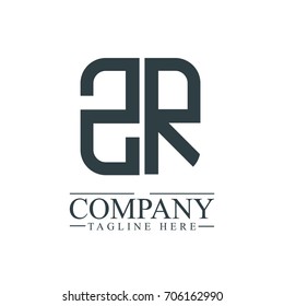 Initial Letter ZR Linked Box Design Logo