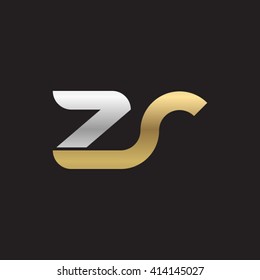 initial letter zr linked round lowercase logo gold silver black background
