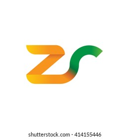 initial letter zr linked round lowercase logo orange green