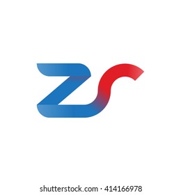 initial letter zr linked round lowercase logo blue red