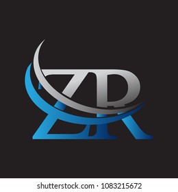 initial letter ZR logotype company name colored blue and grey swoosh design. vector logo for business and company identity.
