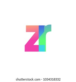 Initial Letter ZR Lowercase Logo green, pink and Blue, Modern and Simple Logo Design.