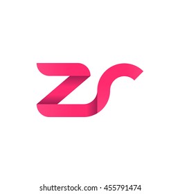 initial letter zr modern linked circle round lowercase logo pink