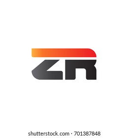 Initial letter ZR, straight linked line bold logo, gradient fire red black colors