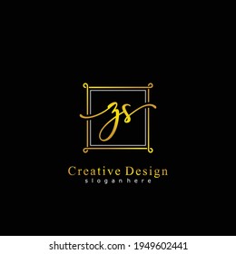 Initial letter ZS  calligraphy handwritten logo. Handwritten alphabet in the logo template. Letters and Alphabet for your logo design.