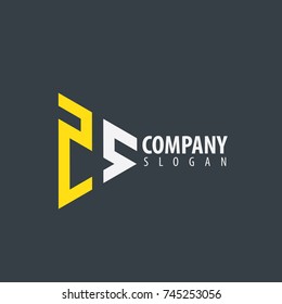 Initial Letter ZS Linked Triangle Design Logo