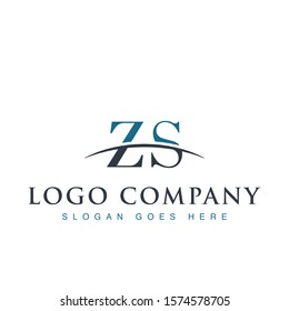 Initial letter ZS, overlapping movement swoosh horizon logo company design inspiration in blue and gray color vector	