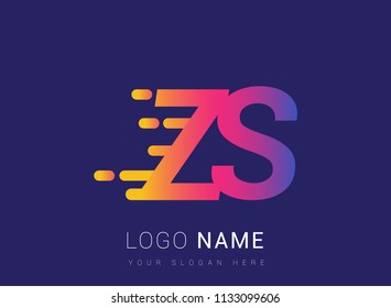 Initial Letter ZS speed Logo Design template, logotype company name colored yellow, magenta and blue.for business and company identity.
