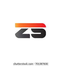 Initial letter ZS, straight linked line bold logo, gradient fire red black colors