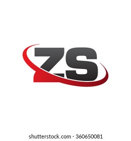 initial letter ZS swoosh ring company logo red black