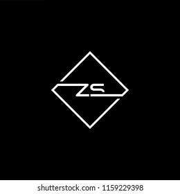 Initial letter ZS SZ minimalist art monogram shape logo, white color on black background.