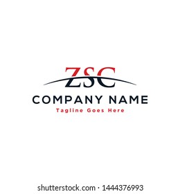 Initial letter ZSC, overlapping movement swoosh horizon logo company design inspiration in red and dark blue color vector