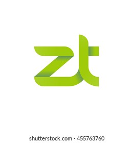 initial letter zt modern linked circle round lowercase logo green