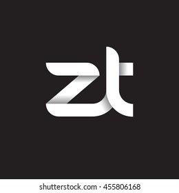 initial letter zt modern linked circle round lowercase logo black white