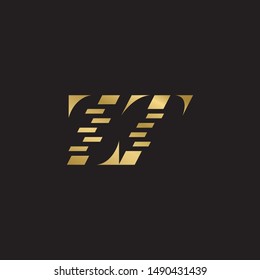 Initial letter zt sliced uppercase modern logo design template elements. Gold letter Isolated on black  background. Suitable for business, consulting group company.