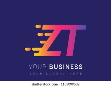 Initial Letter ZT speed Logo Design template, logotype company name colored yellow, magenta and blue.for business and company identity.
