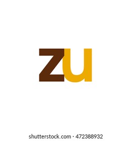 Initial letter ZU brown yellow color logo