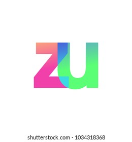 Initial Letter ZU Lowercase Logo green, pink and Blue, Modern and Simple Logo Design.
