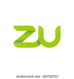 initial letter zu modern linked circle round lowercase logo green