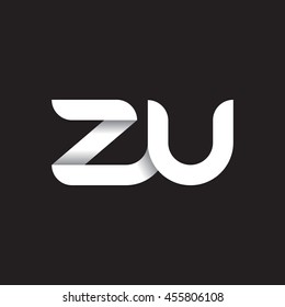 initial letter zu modern linked circle round lowercase logo black white