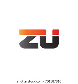 Initial letter ZU, straight linked line bold logo, gradient fire red black colors