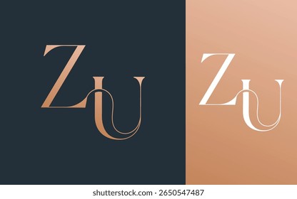 Initial letter ZU UZ logo design vector illustration for couple, wedding, and business