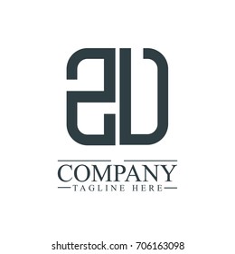 Initial Letter ZU ZV Linked Box Design Logo