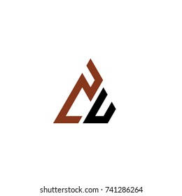 Initial Letter ZU ZV Linked Triangle Design Logo