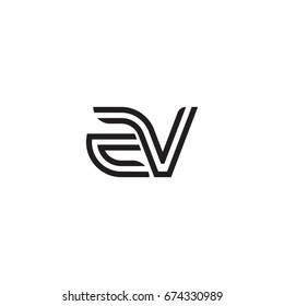 Initial letter zv, linked outline rounded lowercase, monogram black