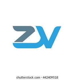 initial letter zv linked round lowercase logo blue