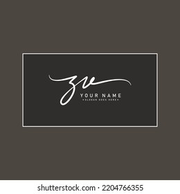 Initial Letter ZV Logo - Handwritten Signature Logo