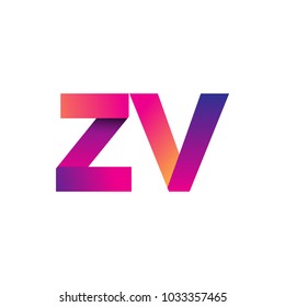 Initial Letter ZV Logo Lowercase, magenta and orange, Modern and Simple Logo Design.