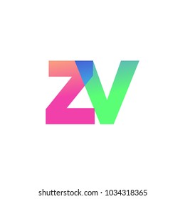 Initial Letter ZV Lowercase Logo green, pink and Blue, Modern and Simple Logo Design.