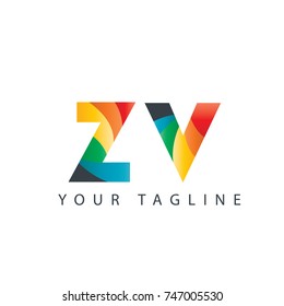 Initial Letter ZV Rounded Design Logo