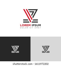 Initial Letter ZV VZ linked uppercase overlap modern logo design template. Suitable for business, consulting group company. Vector Illustration.