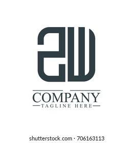 Initial Letter ZW Linked Box Design Logo
