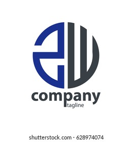 Initial Letter ZW With Linked Circle Logo