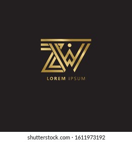 Initial Letter ZW linked uppercase overlap modern gold logo vector design template. Suitable for business, consulting group company. Vector Illustration.